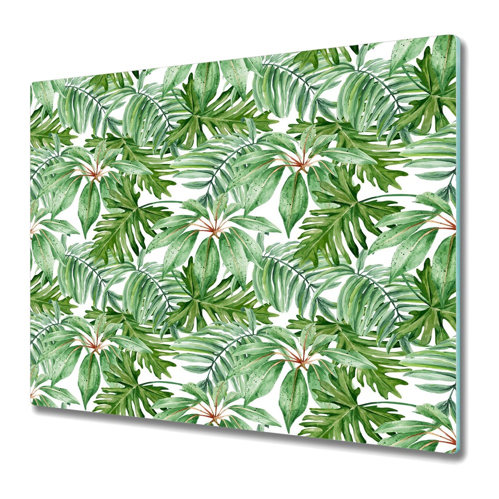 Glass Surface Protector Light Banana Leaves Watercolour Monstera leaf 60x52