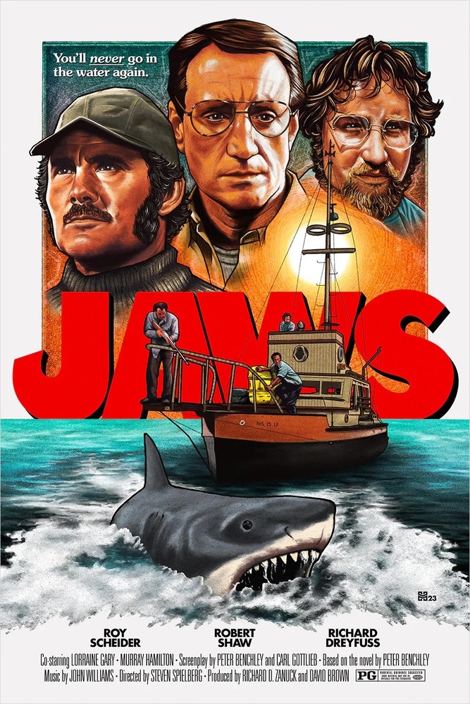 Jaws by Haddon McKinney 10/175 24” x 36” Screen Print Movie Art PosterEdition # 10 of 175, 24” x 36” Size, New Condition