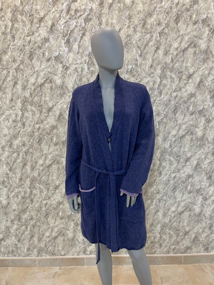 Gudrun Sjoden Wool Purple Belt Cardigan Women's M