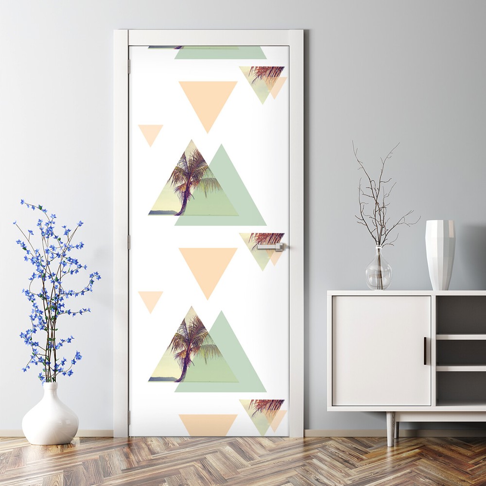 Palms Composition Self adhesive Easy stick Bubble Free Door sticker Decal