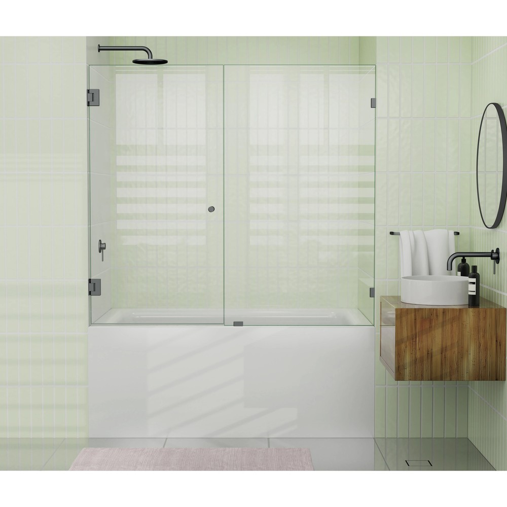 Frameless Oil Rubbed Bronze Shower Bath Door 58.25 x 55.25 Inches