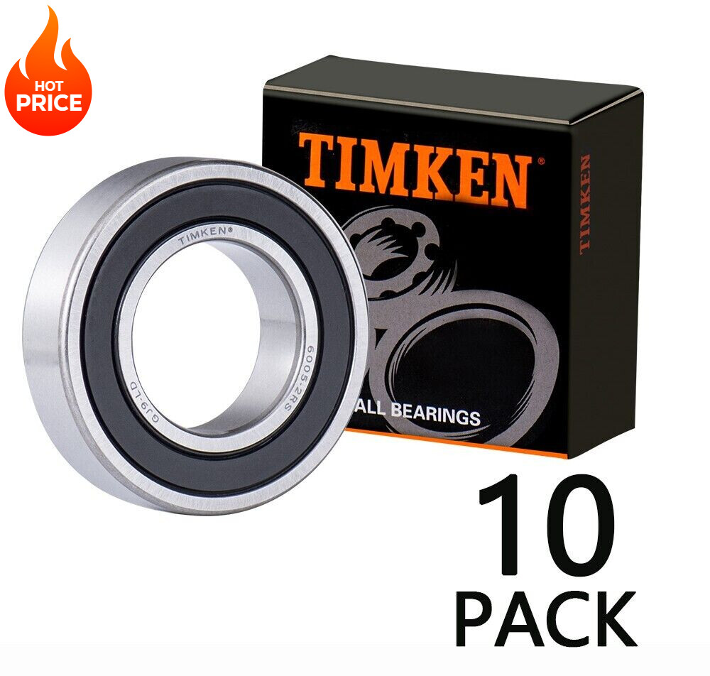 10PACK Timken 6005-2RS 25x47x12mm Double Sealed Bearings USA Made