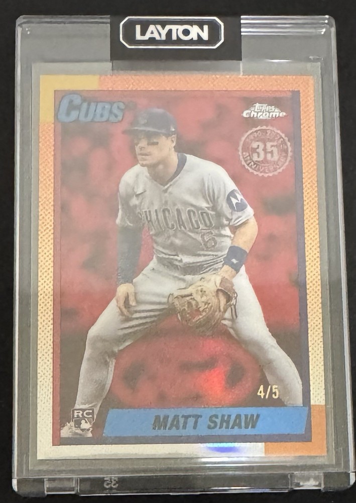 2025 Topps Chrome Update Matt Shaw 1990 RC RED Refractor Rookie #4/5 Cubs SSP