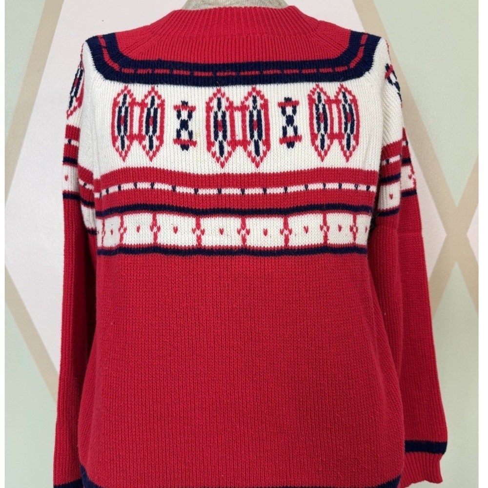 Vintage 70s JC Penney Knit Sweater Ski Snow Nordic Tribal Fair Isle Aztec Sz M