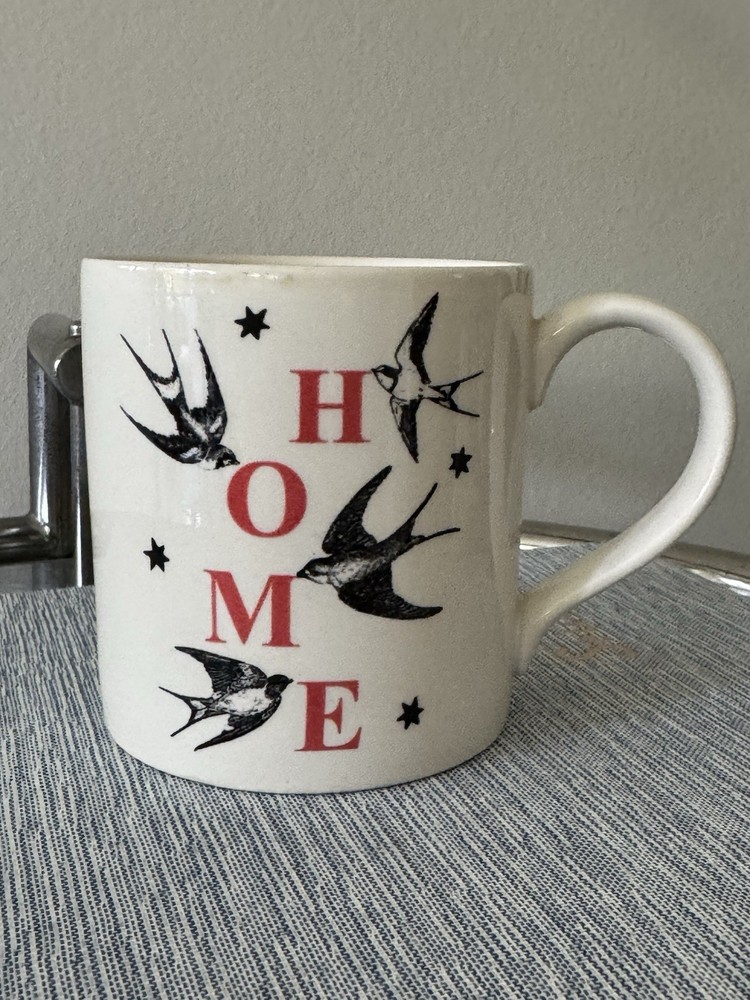 Carly Dodsley Ceramic “HOME” Bird Sparrow Coffee Tea Cup Mug, Made in England