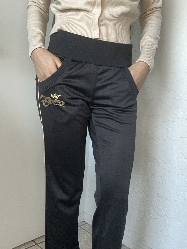 Exce Black Gold Flare Pants Hyglam Motion Bottom Size Small New With Tags