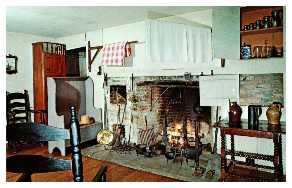 Deerfield MA Massachusetts Kitchen Historic Sheldon-Hawks House Chrome Postcard
