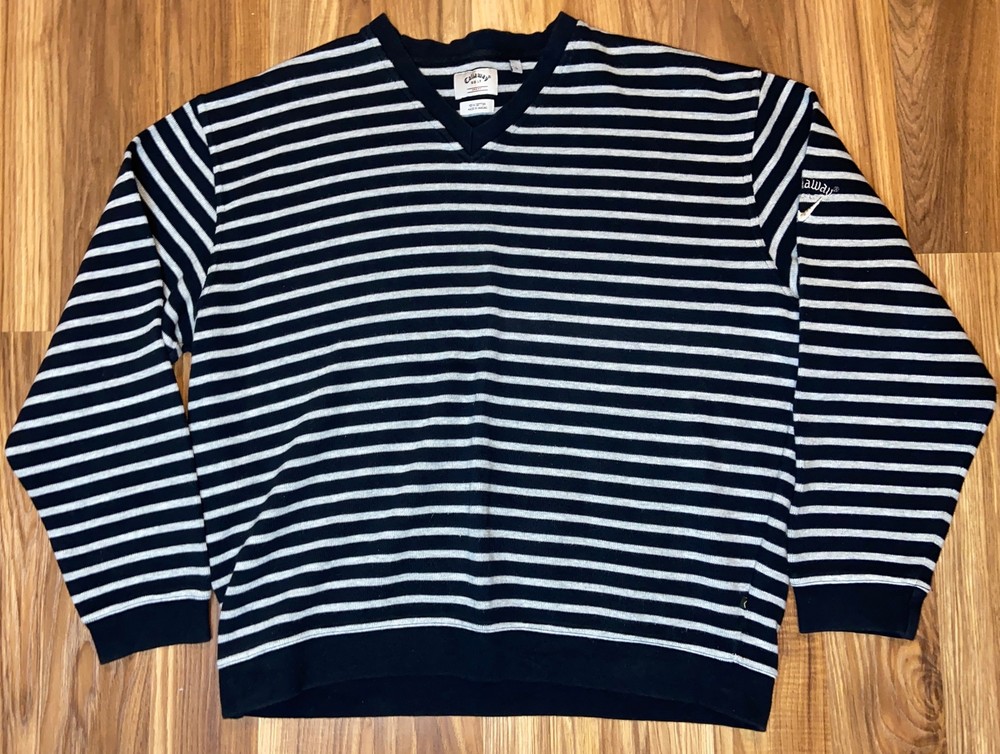 Callaway Sport Sweater Mens Large BLK Gray Golf Sweater Long Sleeve
