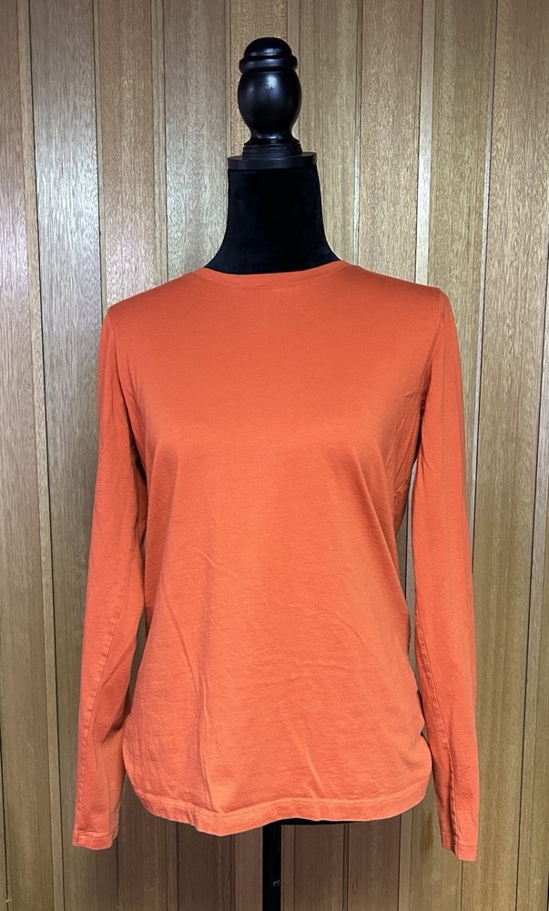 Lands' End Relaxed Fit Long Sleeve T Shirt Orange Women's Small