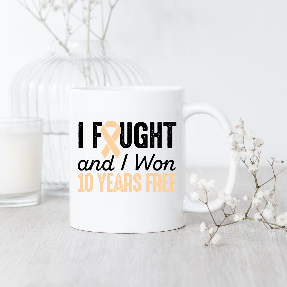 10 Years Uterine Cancer Survivor Free Mug Warrior Strong