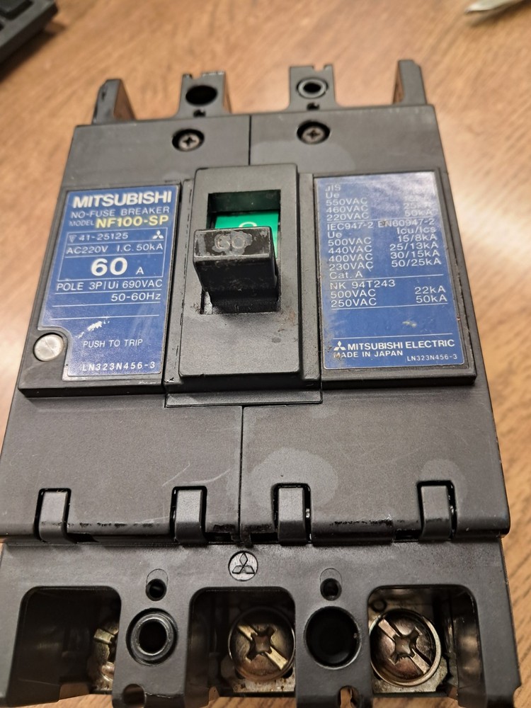 Mitsubishi Nf100-Sp No Fuse Breaker 60A 220V 50Ka