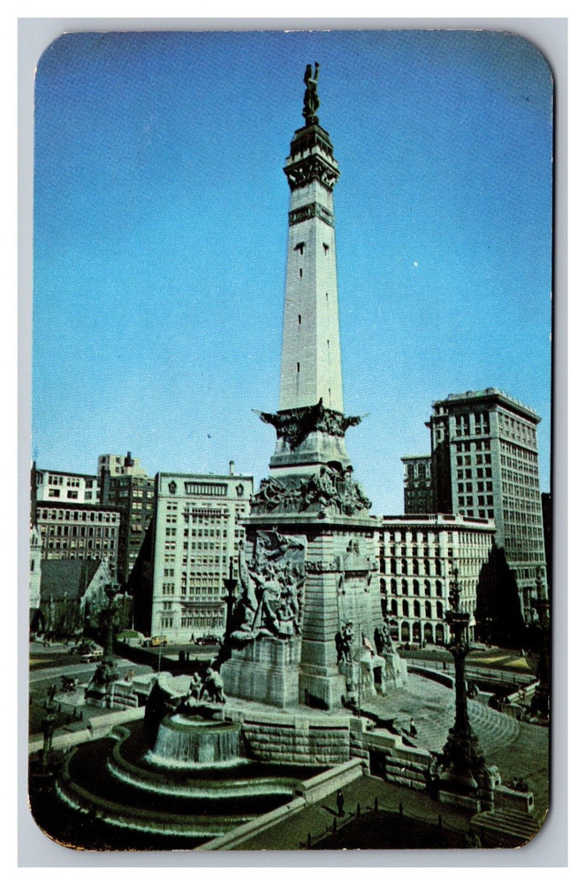 Indianapolis IN Indiana Soldiers' and Sailors' Monument Chrome Aerial Postcard