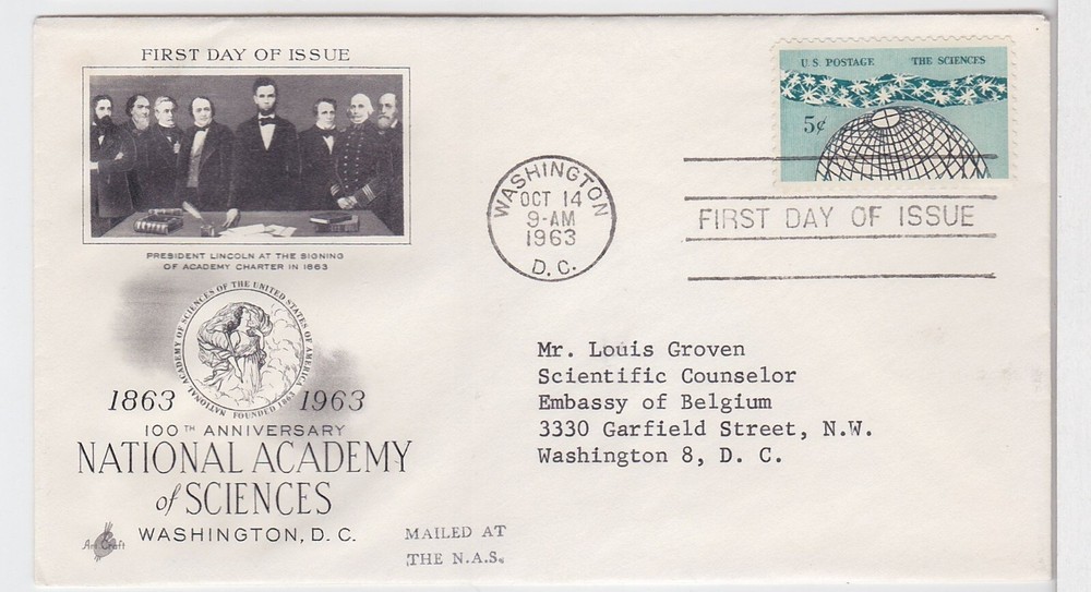 TurtlesTradingPost- National Academy of Science  #1237 1963 FDC Official Cover-image