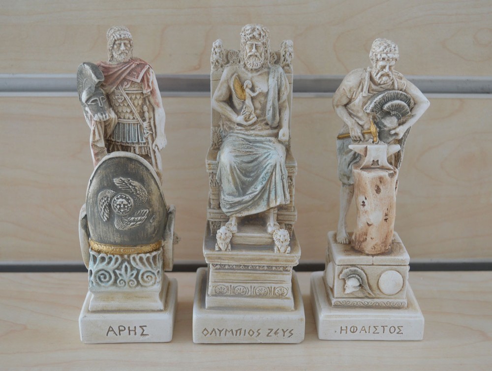 Zeus Ares Hephaestus sculpture set artifacts