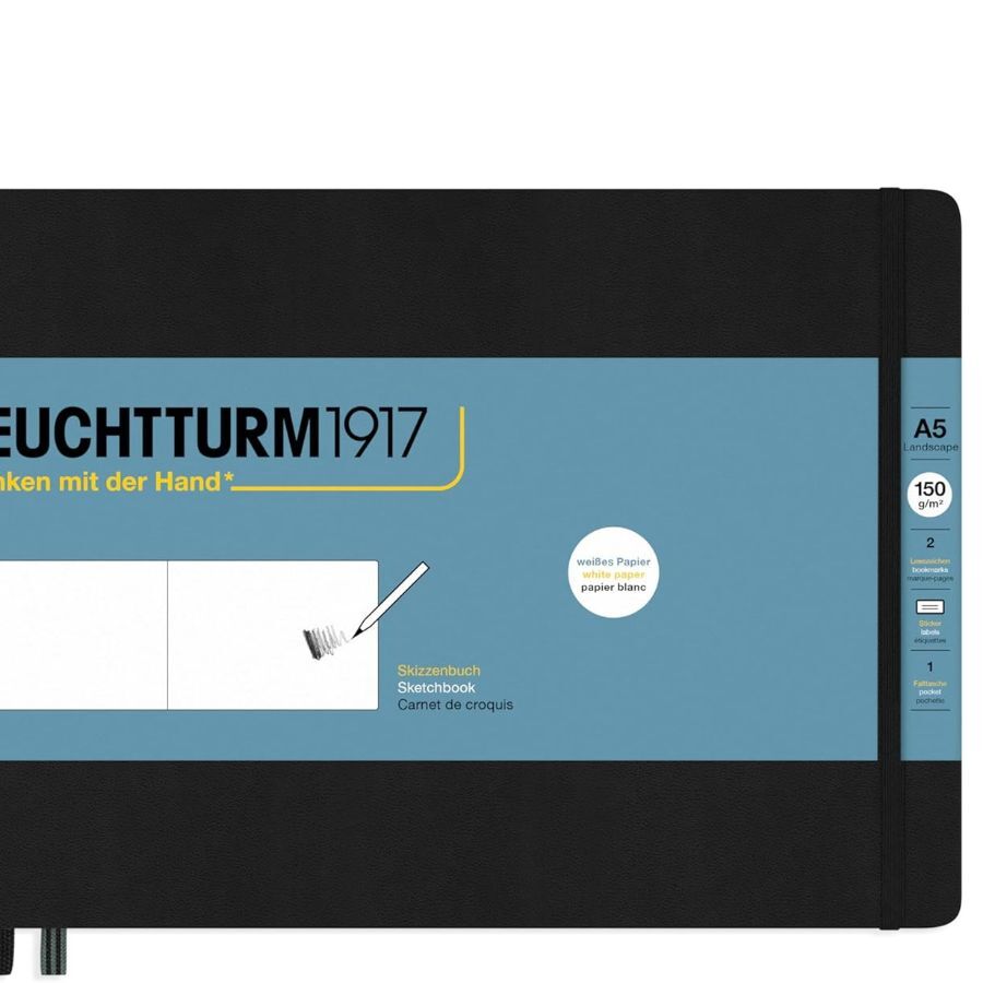 Medium Landscape Hardcover Sketchbook (Black) - 112 Pages of 150g/m² Paper