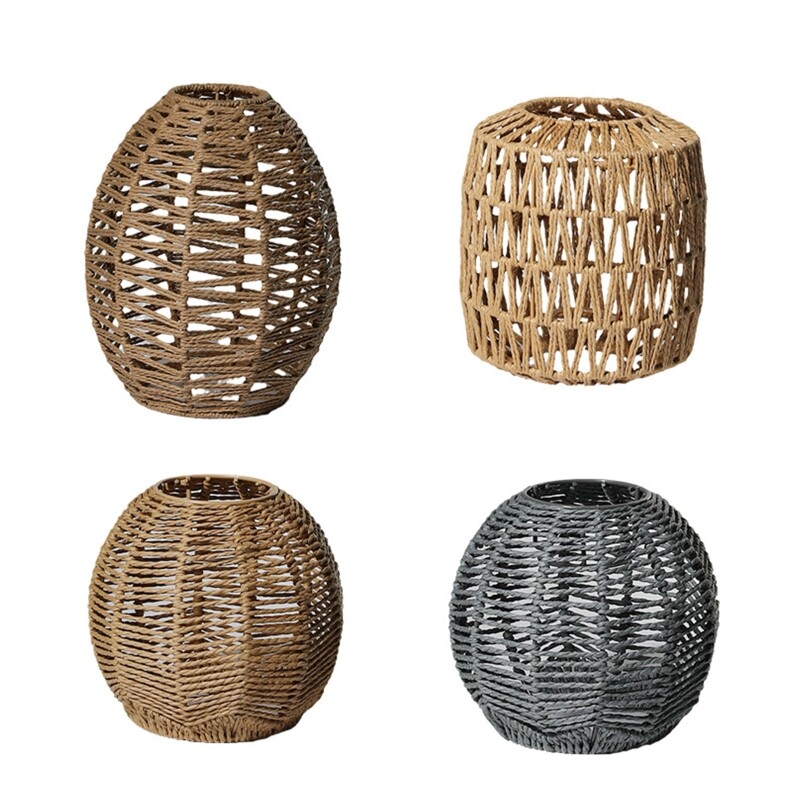 Retro Woven Rope Pendant Lamp Shade Chandelier Cover Hanging Light