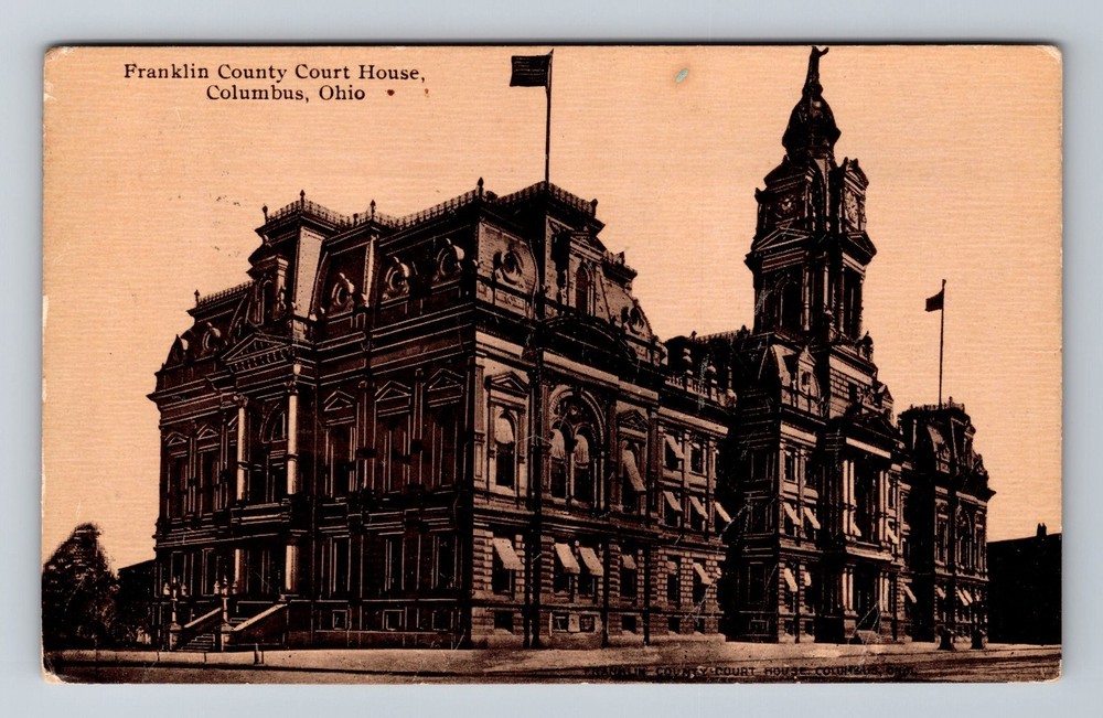 Columbus OH-Ohio Franklin County Court House Vintage c1914 Postcard Standard PC