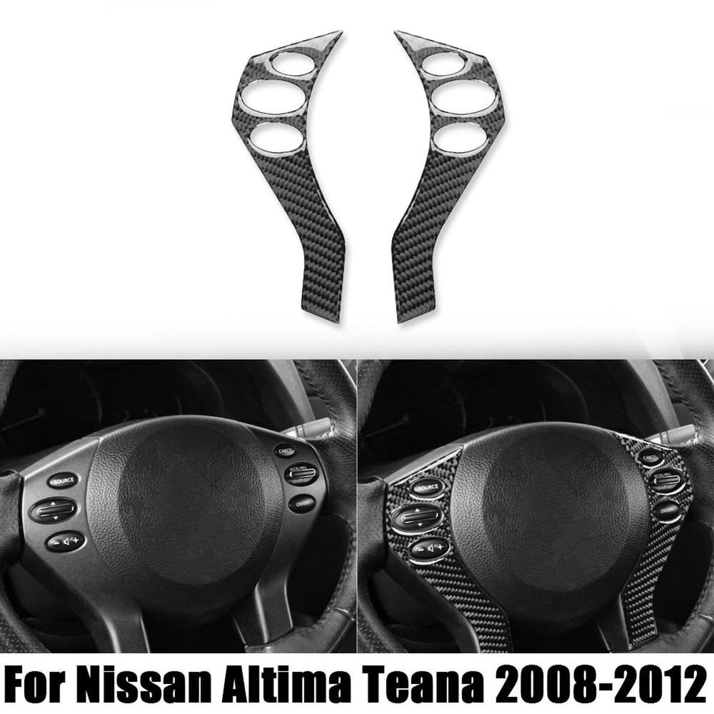 For Nissan Altima Teana 2008-2012 Soft Carbon Fiber Steering Wheel Button Trim B
