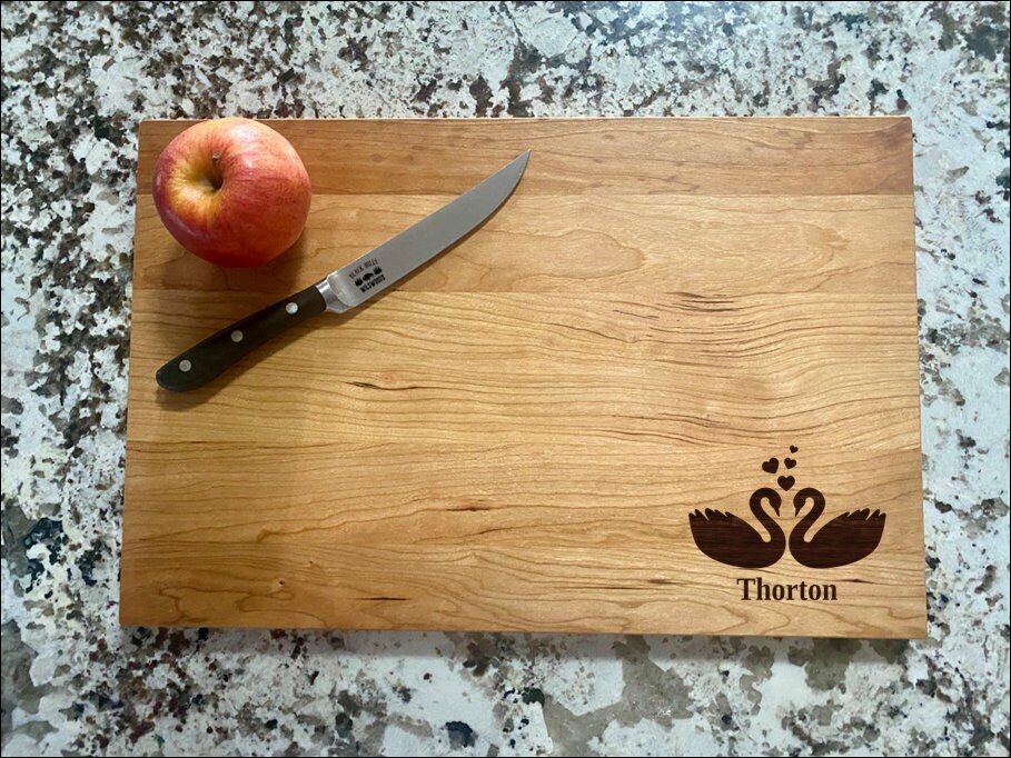 Swans Love Birds Cutting Board | Kissing Birds Charcuterie Board | Custom