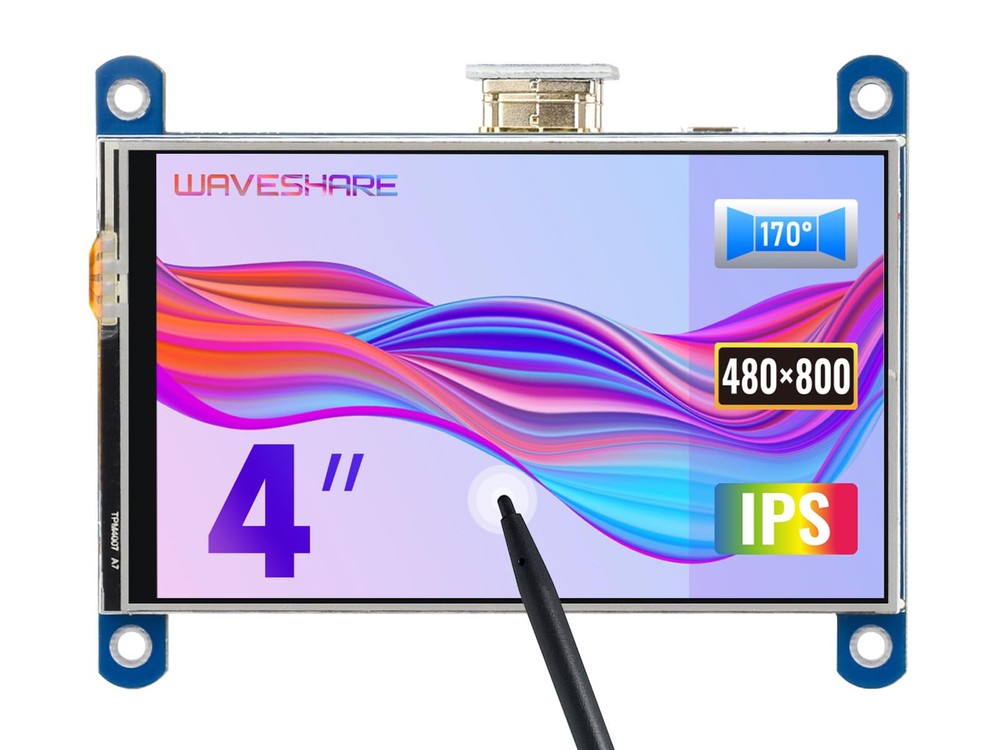 waveshare 4 inch HDMI LCD 800x480 Resolution IPS Display Resistive Touch Scre...