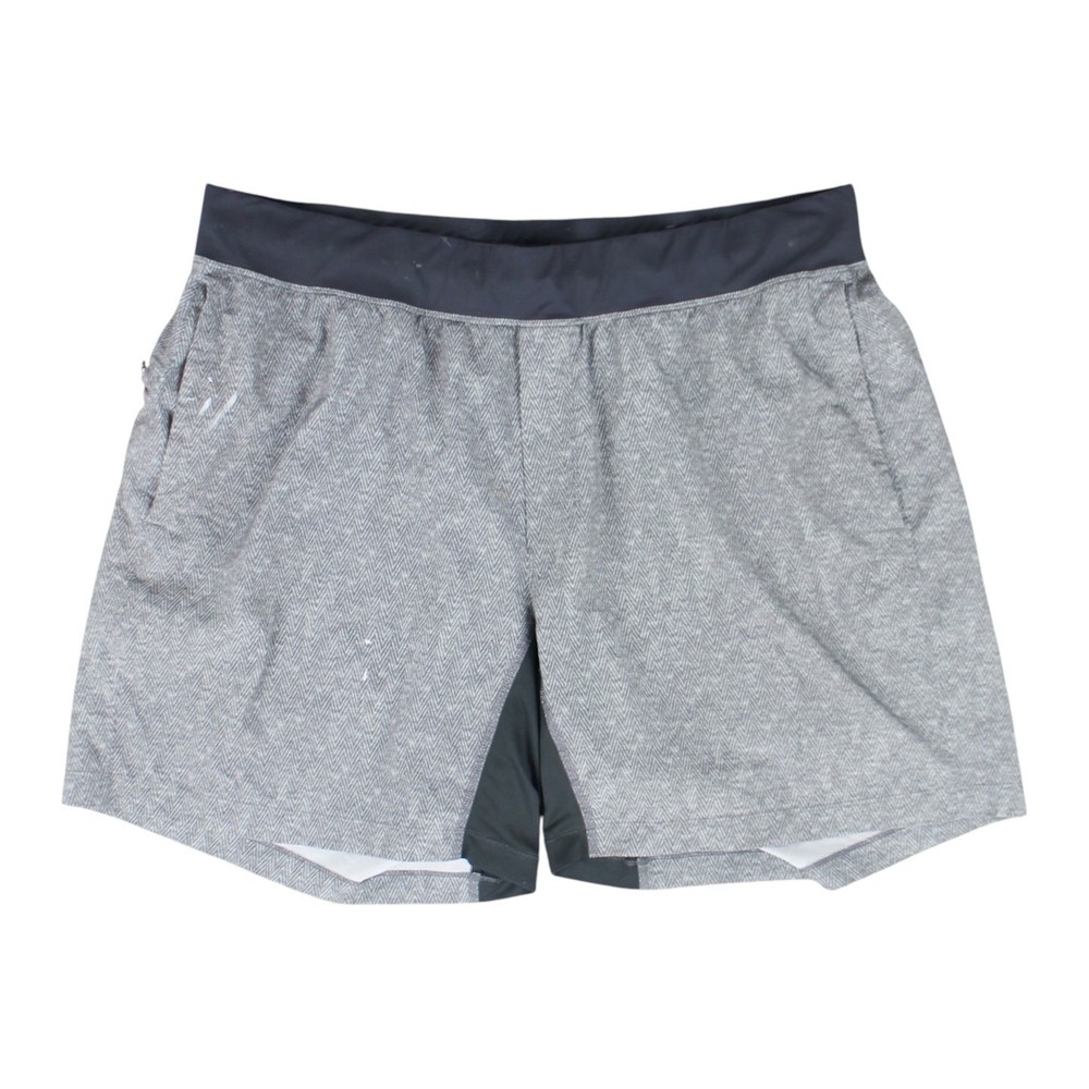 Lululemon Running Shorts Men’s XL Gray Herringbone Lined Athletic Gym Activewear