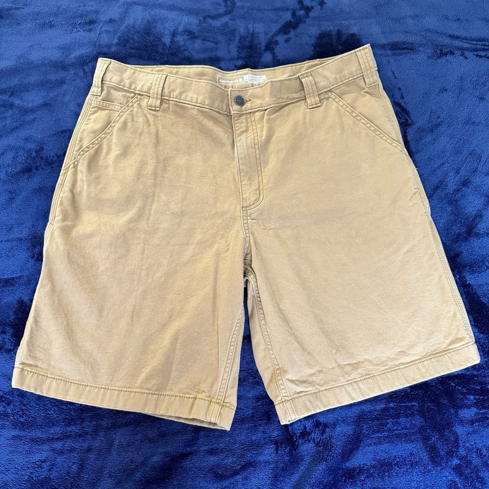 Carhartt Carpenter Shorts Men Size 38 Beige Cotton Relaxed Canvas Workwear