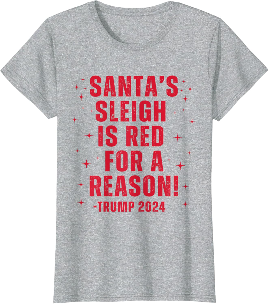 Santa Sleigh Red Family Matching Pj Funny Christmas Trump  Sweatshirt T-Shirt