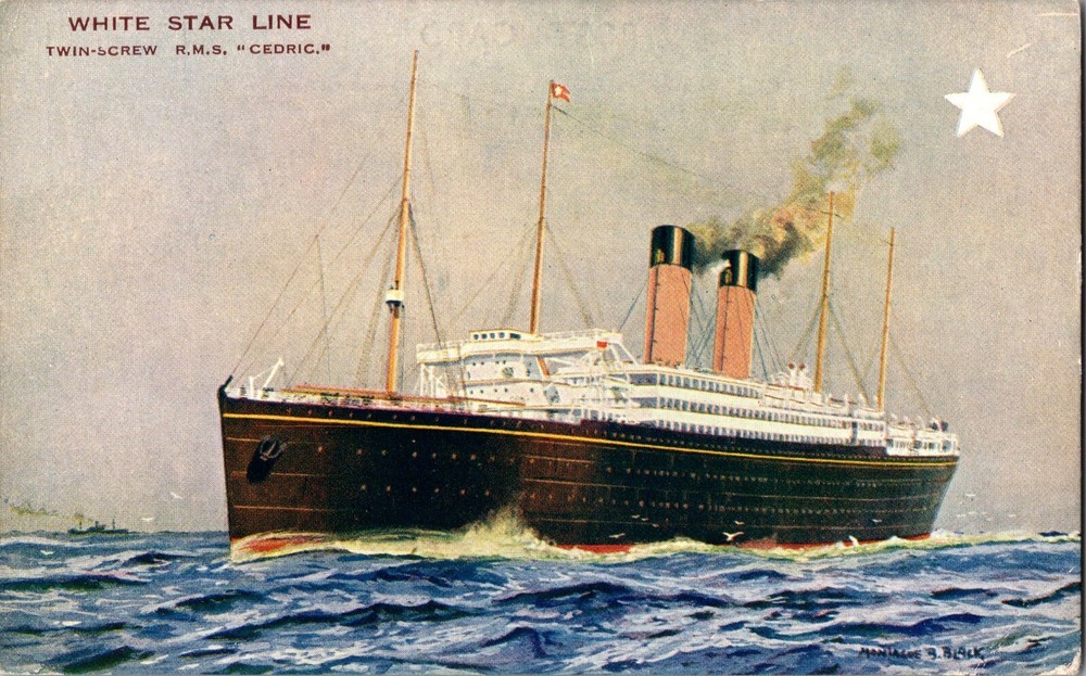 Vintage RMS Cedric White Star Line Twin Screw England Ship Postcard Mint