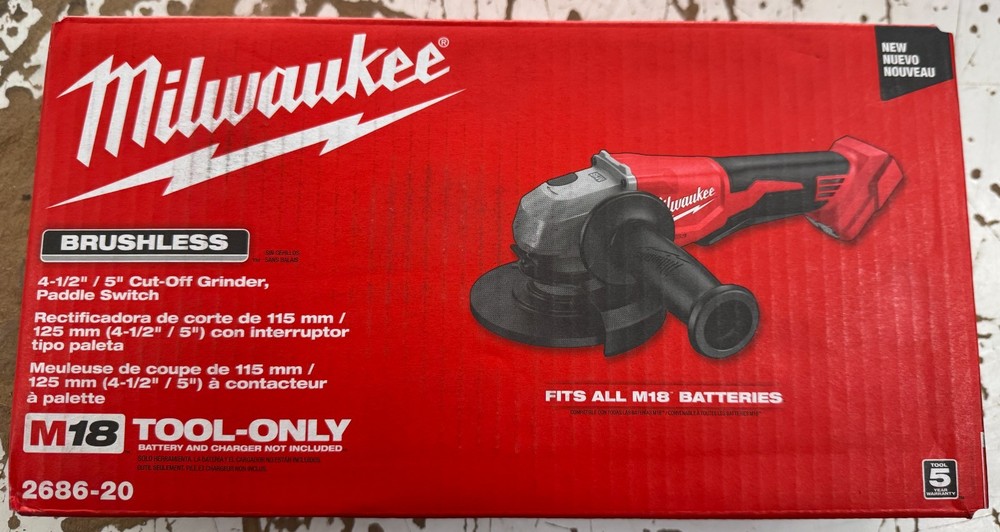Milwaukee 18V Cordless 5-Inch Grinder Tool Only with Paddle Switch 2686-20