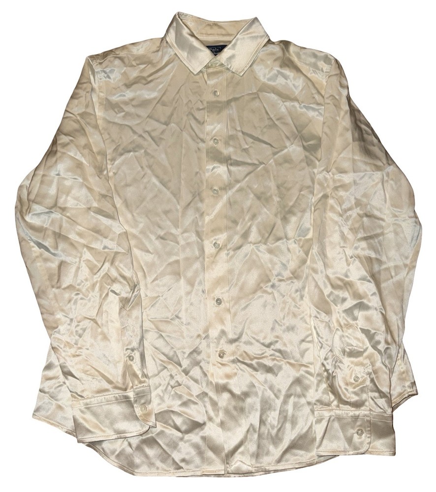 Lauren Ralph Lauren Womens Off White 100 % Silk Button-Up Shirt Size 12