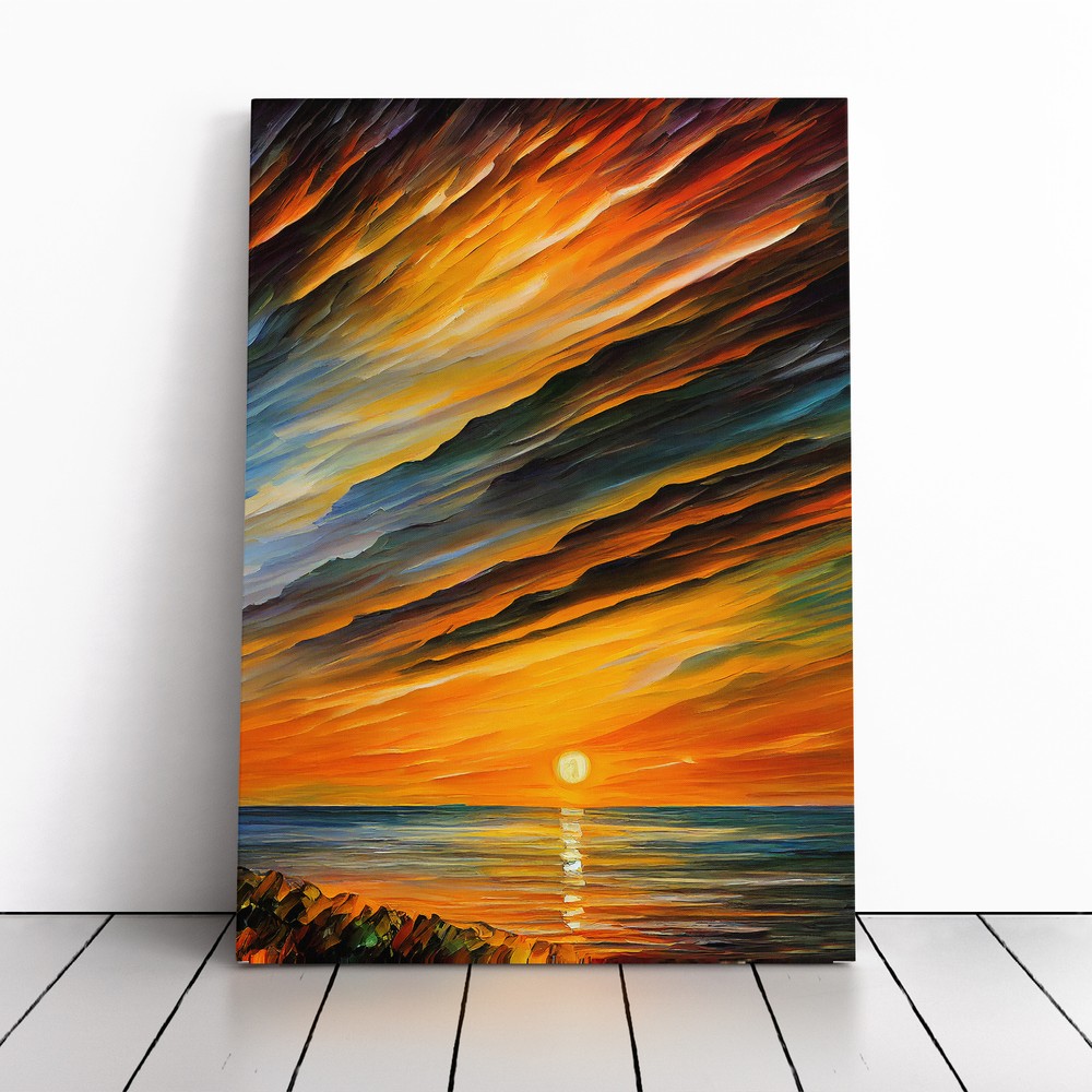 Ocean Sunrise No.1 Canvas Wall Art Print Framed Picture Home Decor Living Room