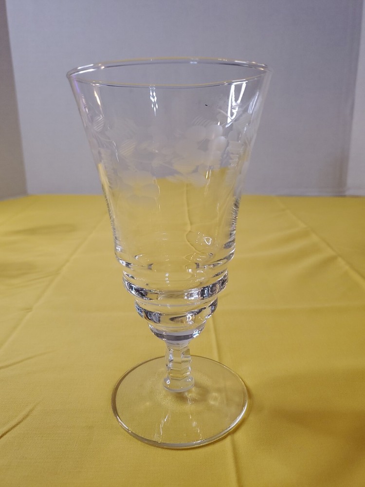 Vintage Etched Glass Cocktail Sundae Champagne Glass Goblet 6.5