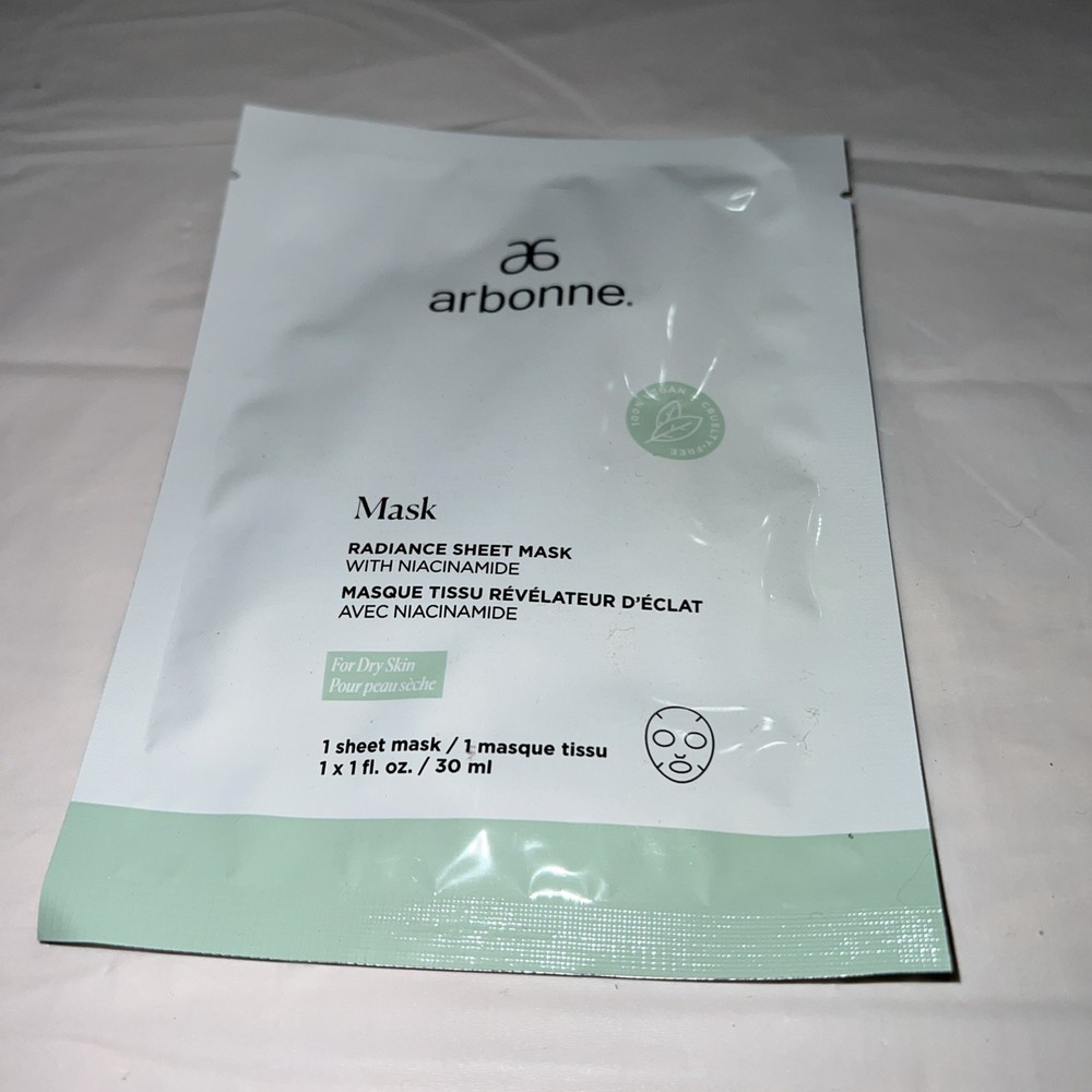 Arbonne Niacinamide Radiance Sheet Mask for Hydrated Glowing Skin