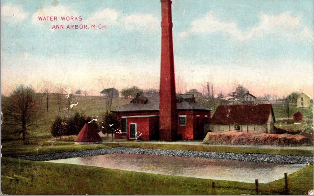Water Works Ann Arbor Michigan Early City Utility Postcard