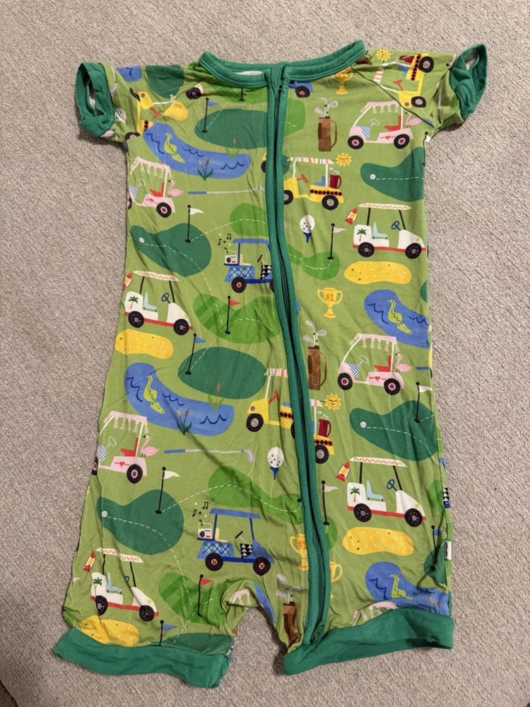 Little Sleepies Fairway Fun Shorty Zippy Boy Girl 3T Golf Golfing Bamboo Viscose