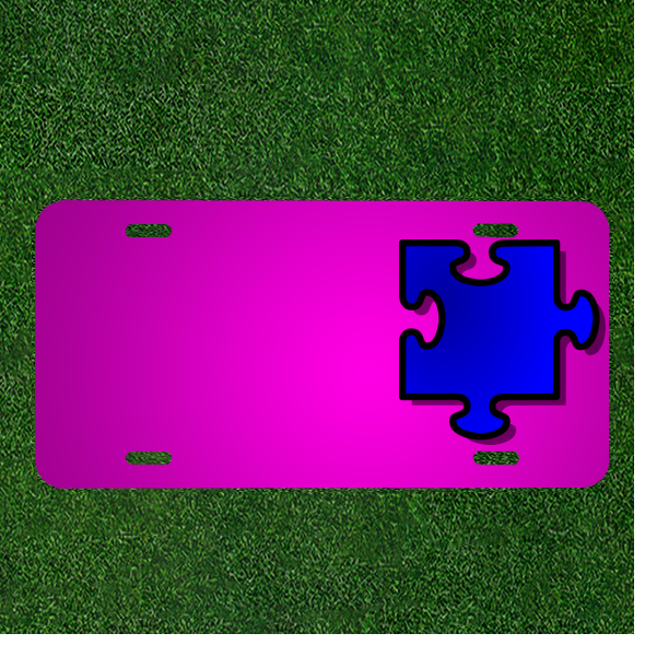 Create a Custom Car License Plate Featuring Names on a Jigsaw Puzzle Design