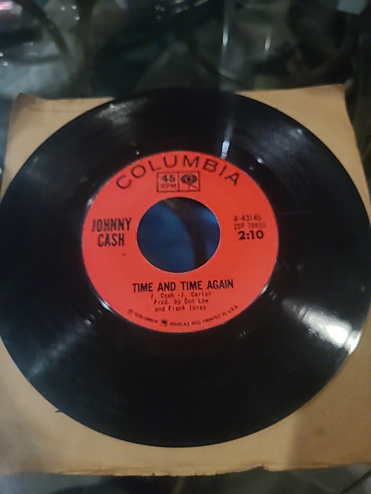 Johnny Cash ~ Time and Time Again/ It Ain't Me Babe ~ Columbia 45 RPM Record