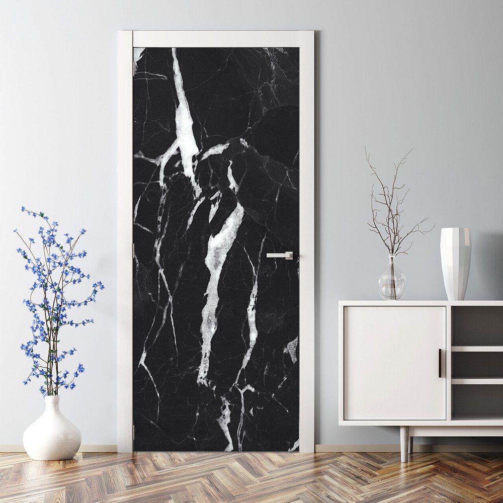 Black Marble Decal Art wall decor Bubble Free Peel and Stick Door Wrap