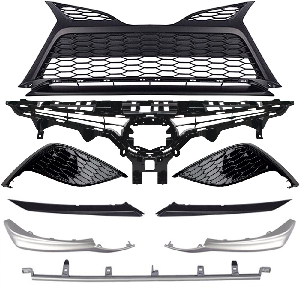 2021-2023 Toyota Camry SE Black Front Grille & Fog Light Bezel Set - 9pc