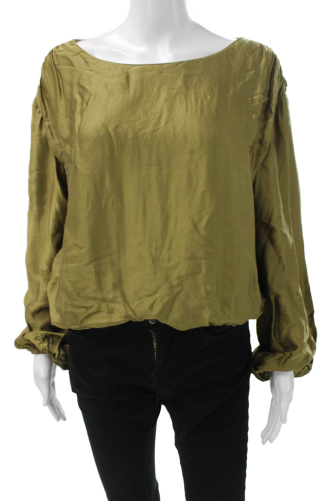 Anthropologie Women Basic Viscose Boat Neck Long Sleeve Blouse Green Size XSFree Shipping in US $100+ Orders | $6.95 Orders Below
