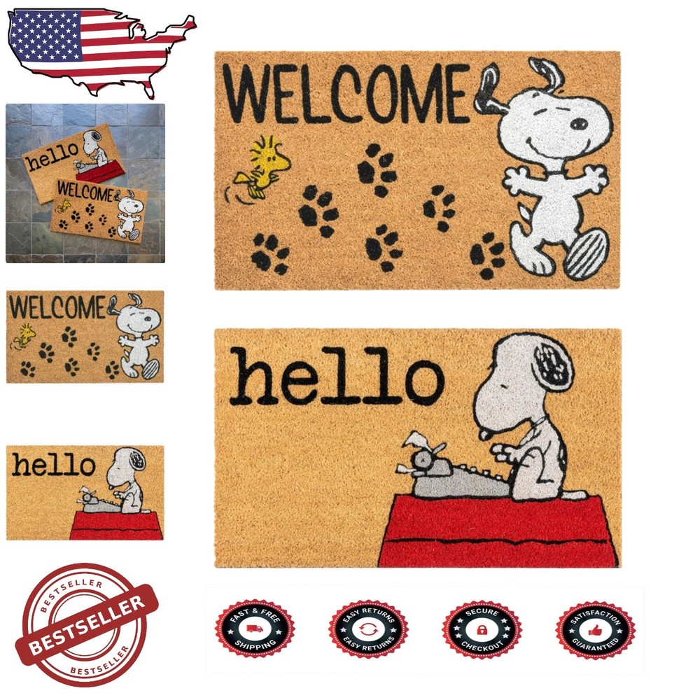Water-Resistant 2-Pack Cartoon Peanuts Coir Door Mats for All Seasons