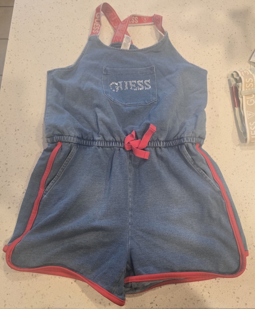 Guess Girls Romper Stretch Drawstring Scoop Pockets And Shorts 12/14