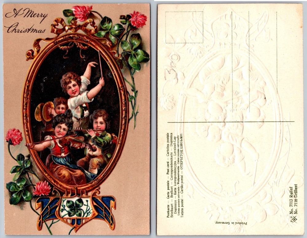 Christmas Children Music Postcard