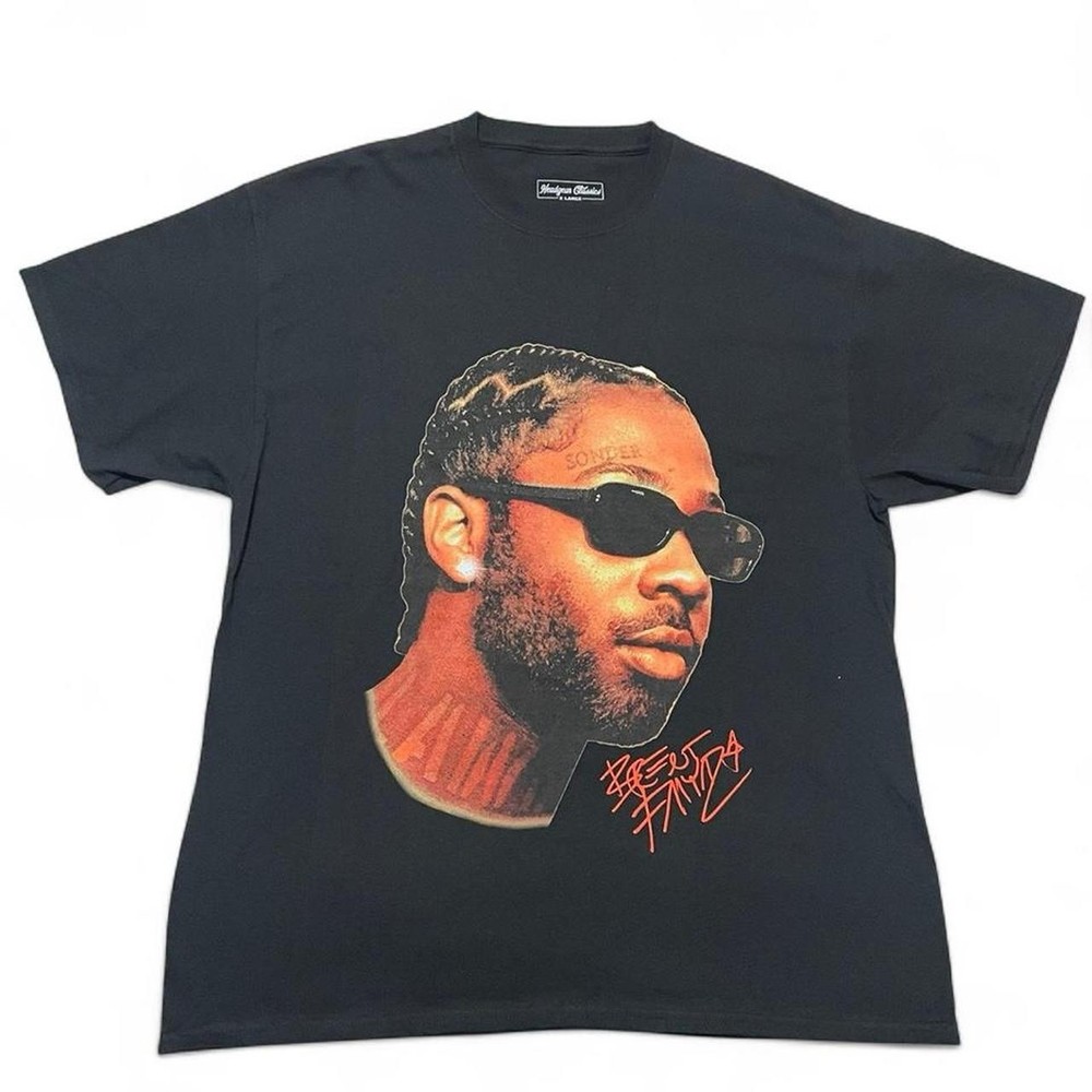 Brent Faiyaz Graphic Black T-Shirt Signature Portrait Print Size XL