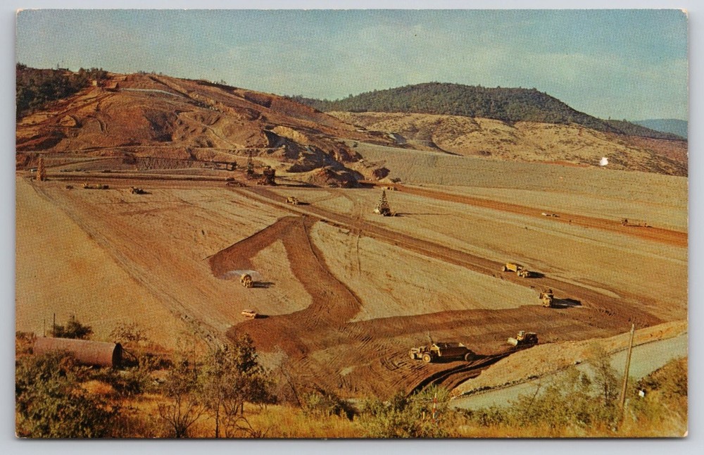 Oroville Dam Construction Feather River California Vintage Postcard 1960s