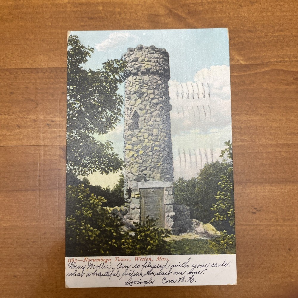 Weston MA-Massachusetts, Norumbega Tower, Antique Vintage Souvenir Postcard
