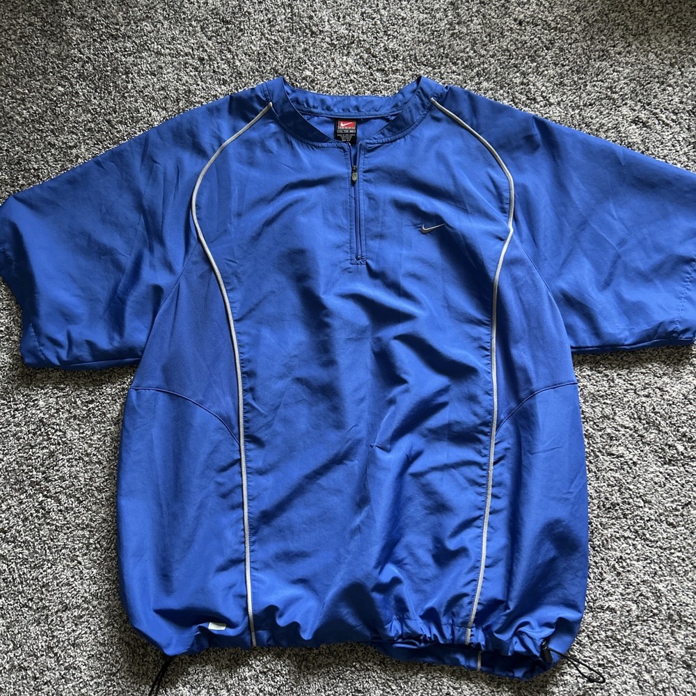 Nike Team Jacket Mens Adult XXL  Blue Windbreaker Swoosh Logo Quarter Zip