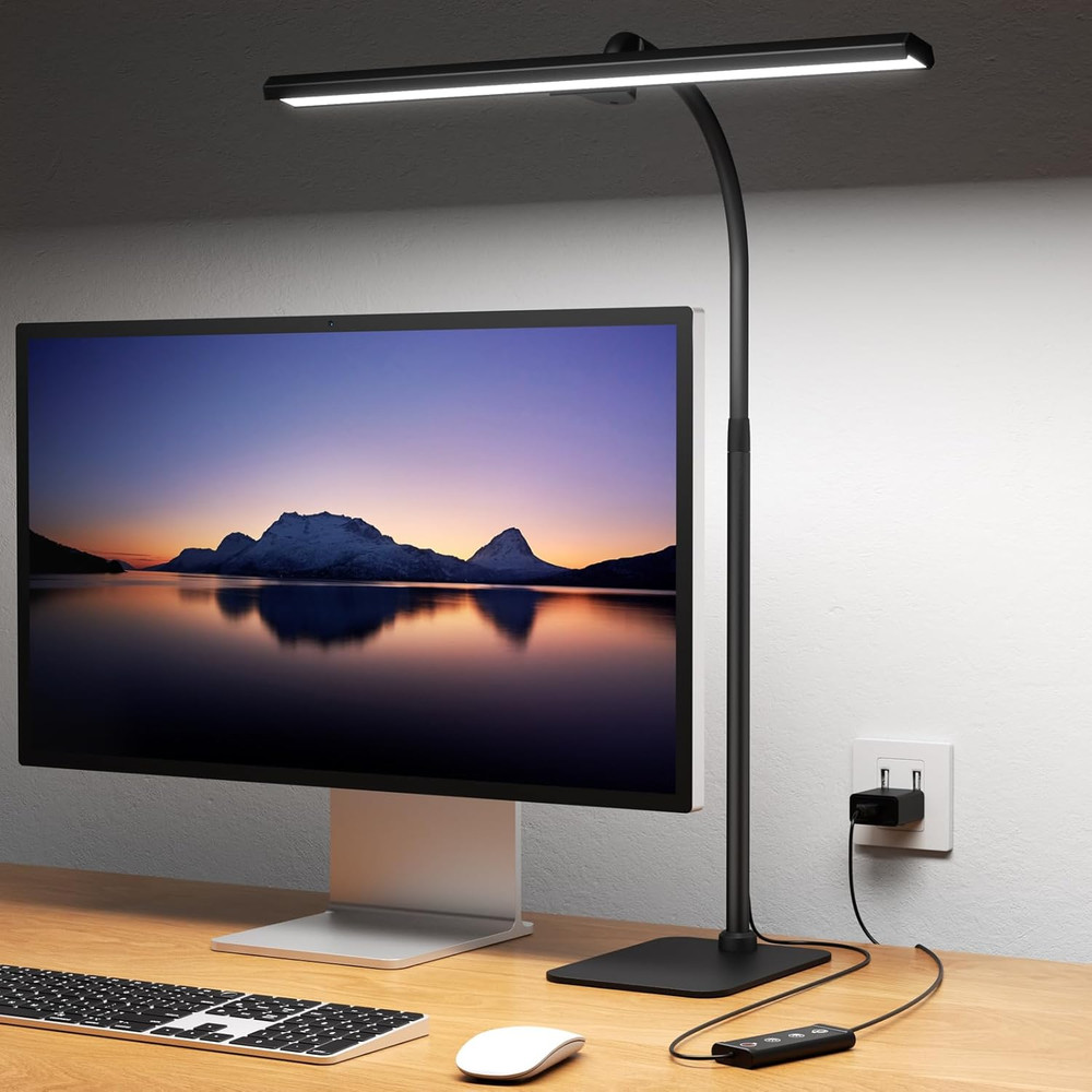 LED Desk Lamps for Home Office, Tall Desk Light with Base, Flexible Gosseneck
