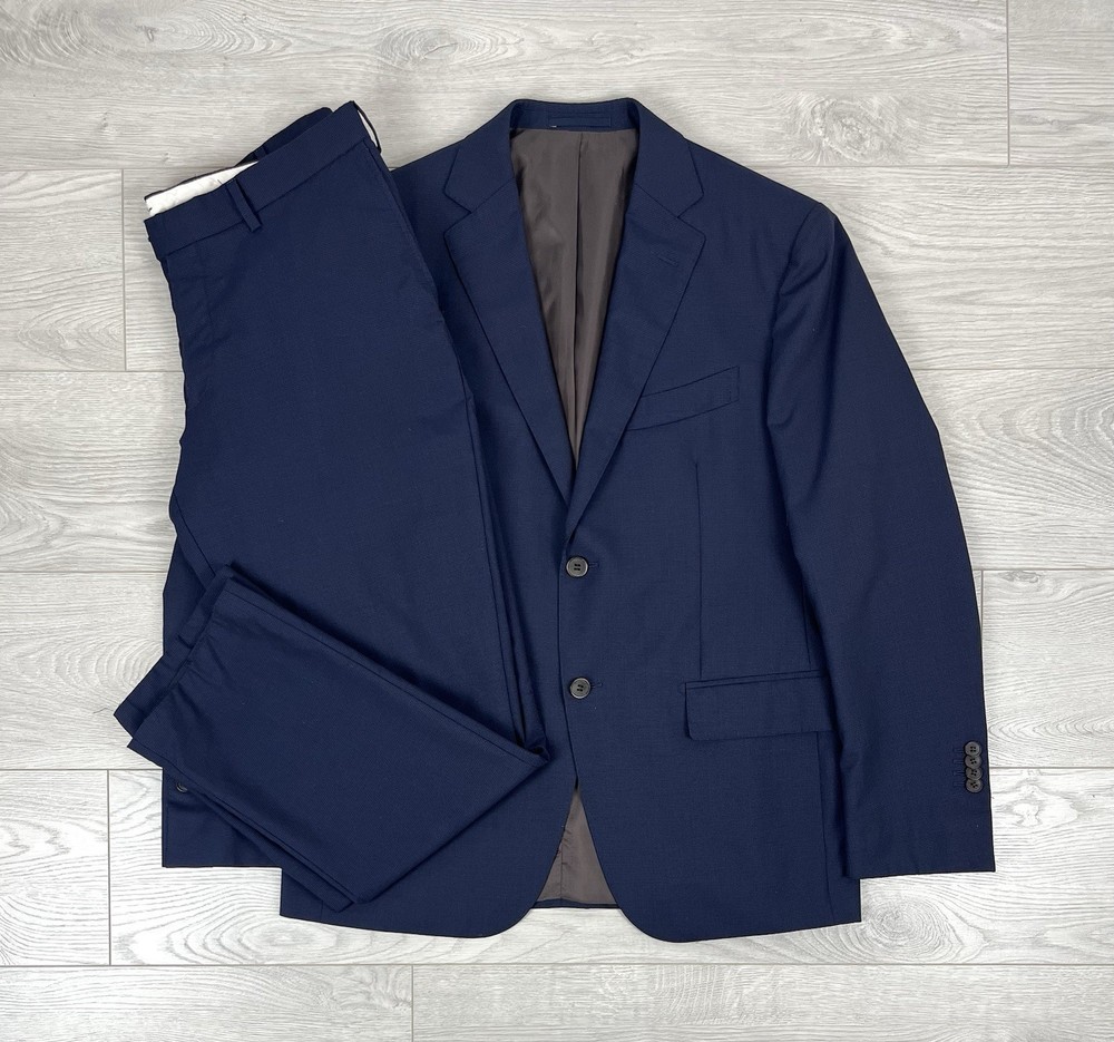 Suitsupply Blue Napoli Vitale Barberis Canonico Navy Suit Blazer Pants 48R Mens