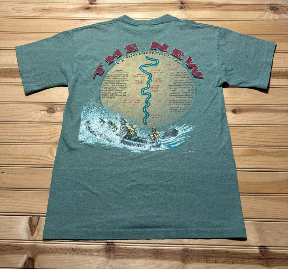 Vintage 1995 The New River White Water Veteran Rafting Souvenir Shirt USA Medium